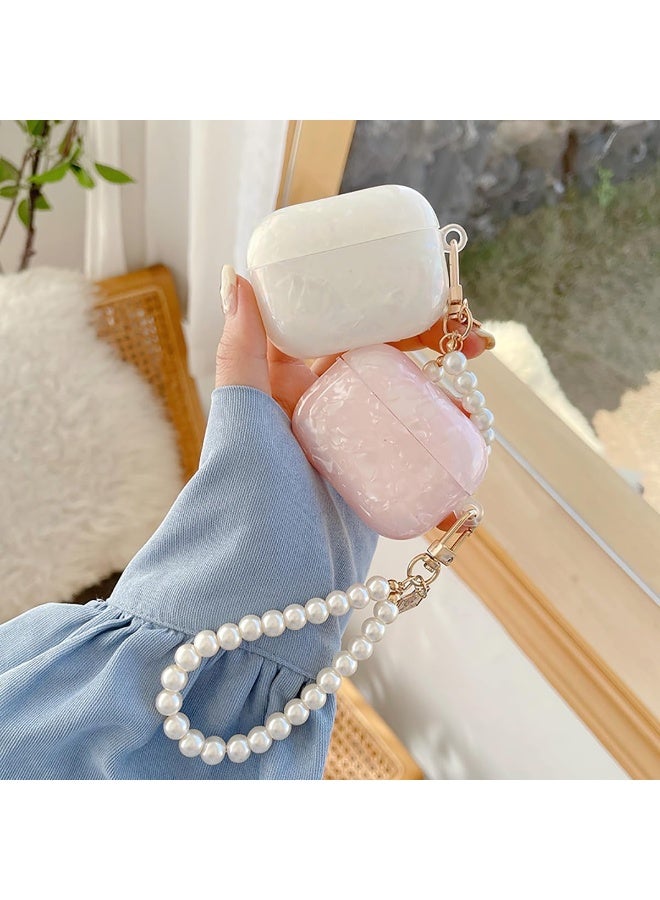 جراب لامع لطيف لسماعات AirPods Pro 3 إصدار 2025 مع قلم تنظيف، غطاء حماية بتصميم صدفي لسماعات Apple AirPods و iPod Pro من الجيل الثالث، مناسب للفتيات والسيدات، مع سلسلة مفاتيح فاخرة من اللؤلؤ، باللون الوردي. - Image 2